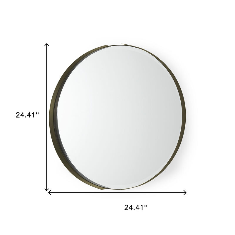 HomeRoots 24" Gold Metal Round Framed Accent Mirror image number 4
