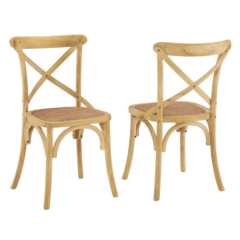 Wooden Dining Side Chairs for Kitchen and Dining Room, Natural, Set of 2 image number 0