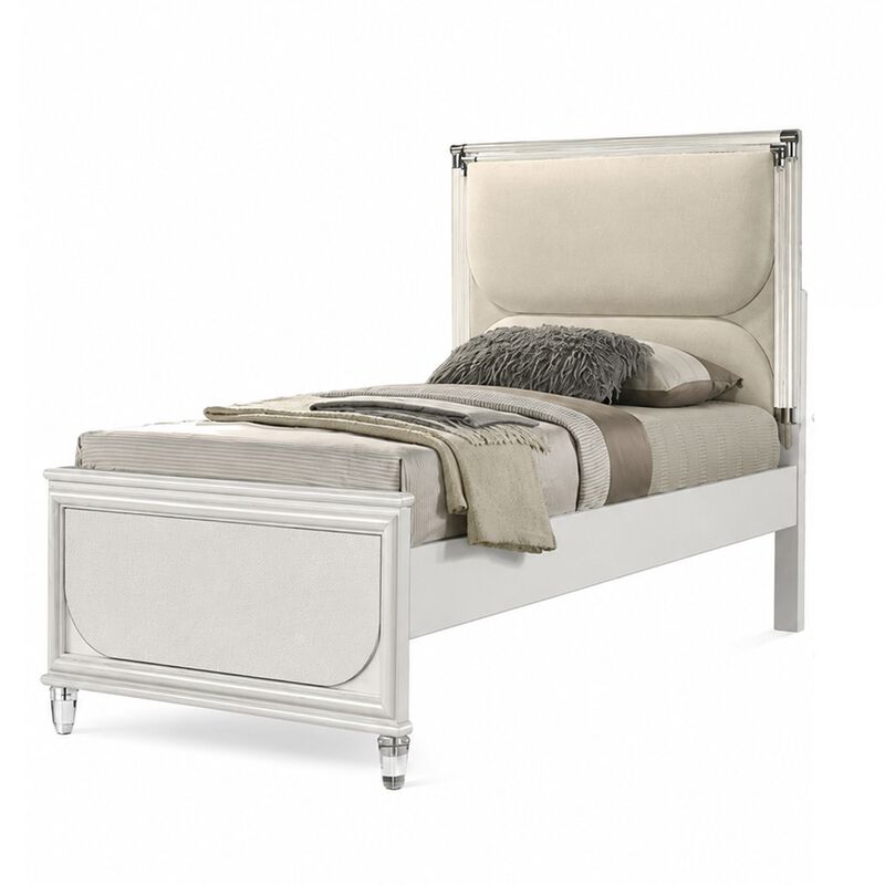 Full Bedroom Set, Pearl White and Clear, 3 Piece Set with Dresser and Nightstand image number 5
