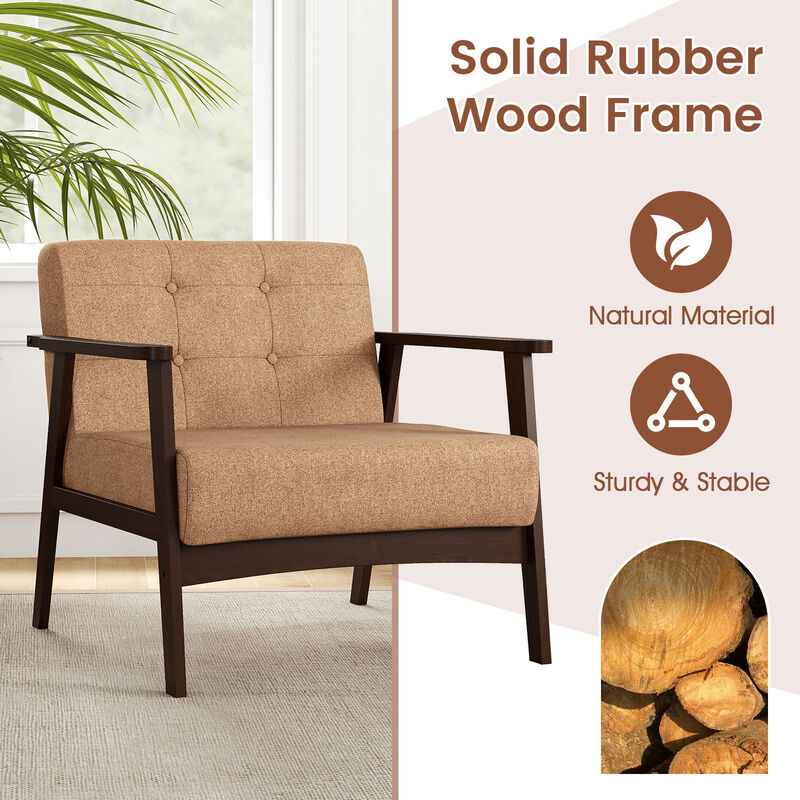 Living Room Accent Chair with Solid Rubber Wood Frame and Comfortable Armrests image number 5