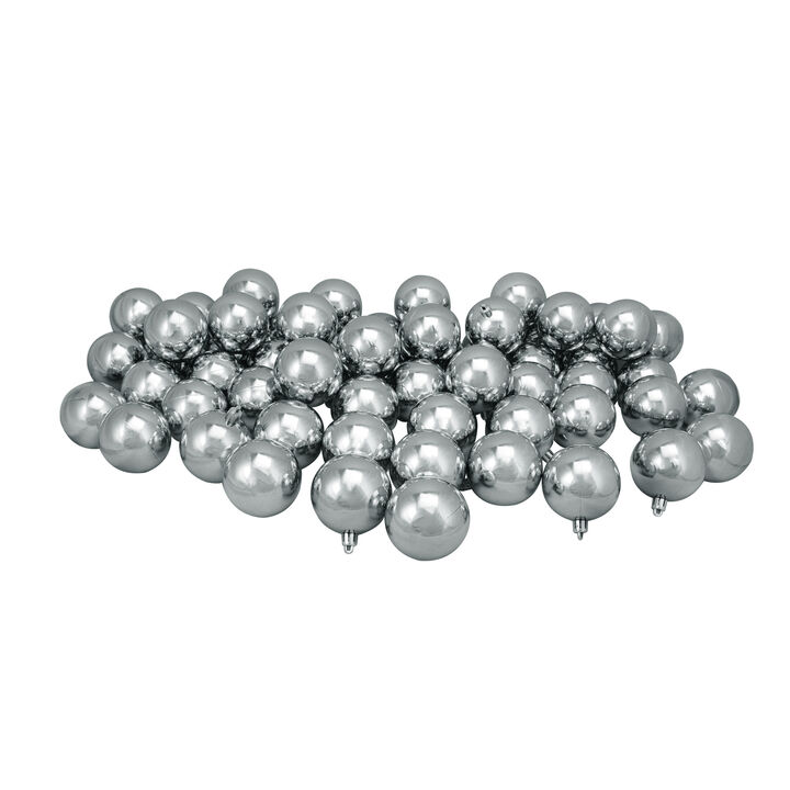60ct Gray Shatterproof Shiny Christmas Ball Ornaments 2.5" (60mm)