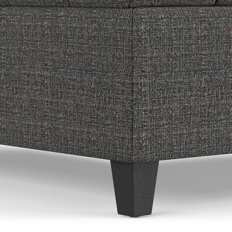 Harrison 40 inch Wide Transitional Square Large Coffee Table Storage Ottoman in Ebony Polyester Tweed, Assembled image number 6