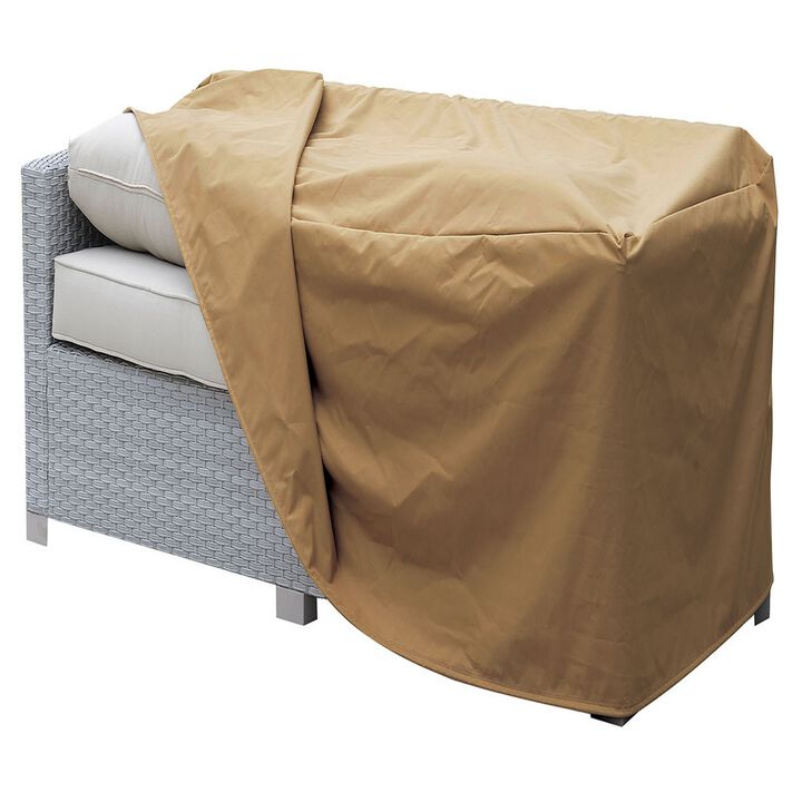Waterproof Fabric Dust Cover for Outdoor Sofa, Medium, Brown-Benzara