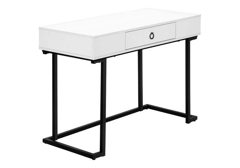 HomeRoots 42" White and Black Wood and Metal Sled Computer Desk image number 2