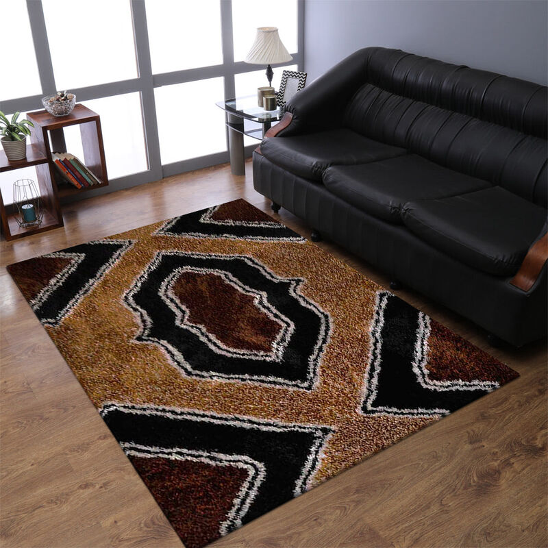 RUGSOTIC CARPETS HAND TUFTED SHAG POLYESTER ECO-FRIENDLY AREA RUGS  - Rectangle, Size, Geometric Modern Design, High Pile Thick Handmade Anti Skid Rugs for Living Room K00043 image number 1