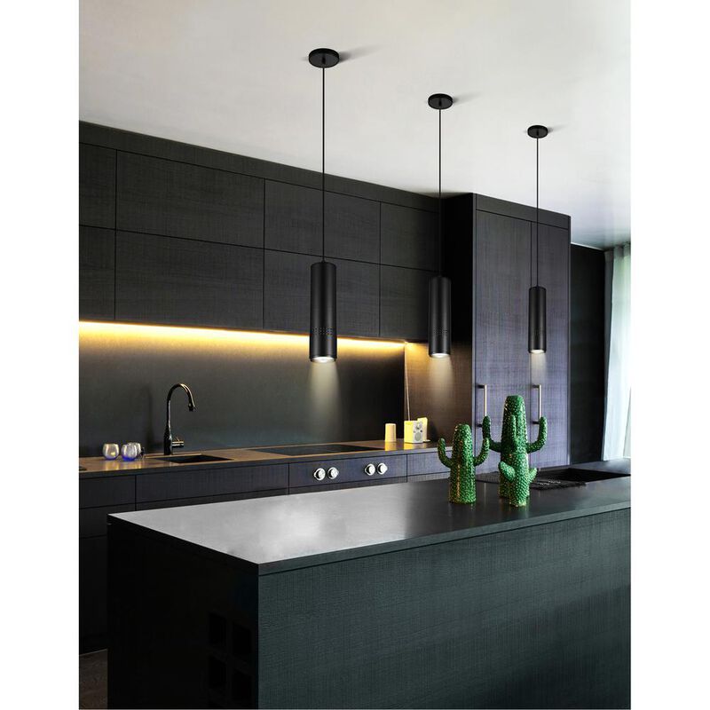 CWI Lighting Stowe LED Down Mini Pendant With Black & Wood Finish