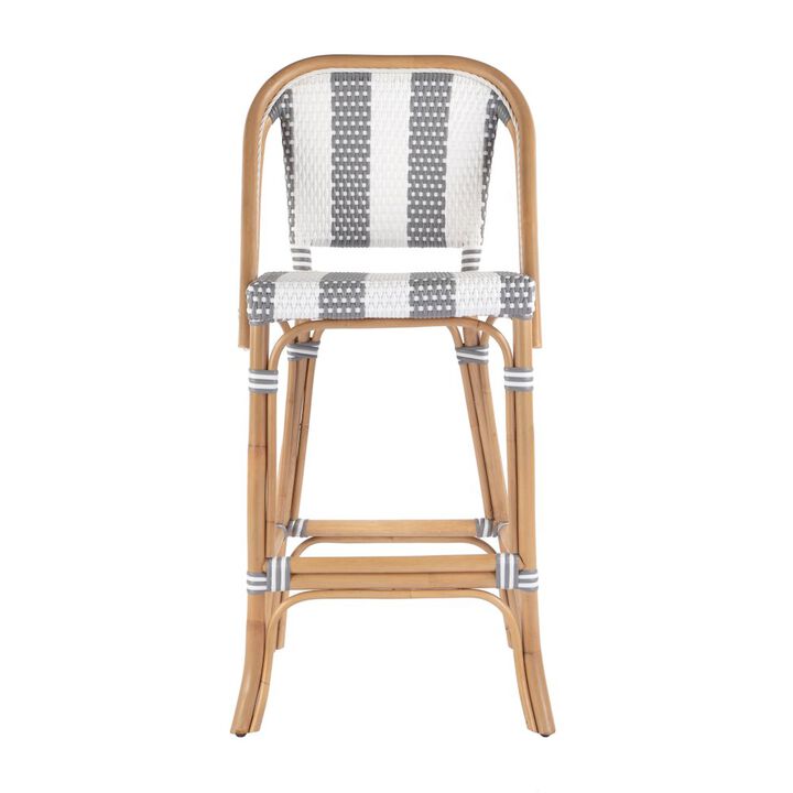 Butler Specialty Lila Rattan 28 in. Seat Height Bar Stool with Back and Footrest