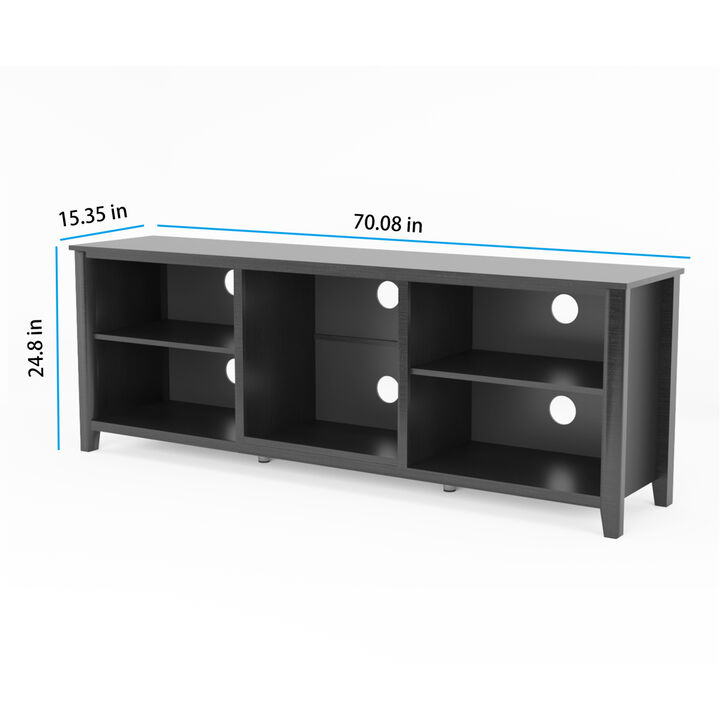TV Stand Storage Media Console Entertainment Center, Tradition Black, without drawer