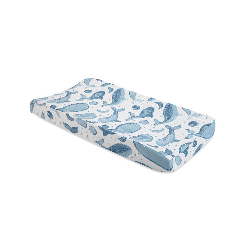 Caspian Quilted Change Pad Cover (Whale)