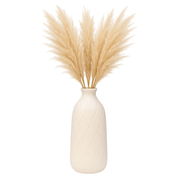 Cer, 16" Plaid Textured Vase