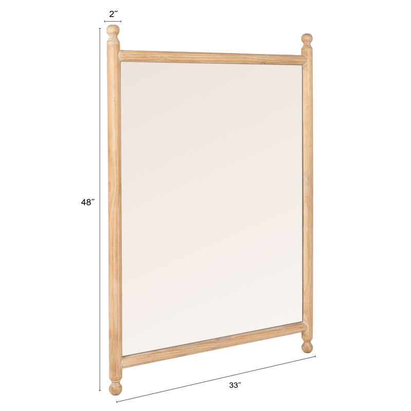 Rectangular Wall Mirror with Wood Dowel Frame, Natural image number 2