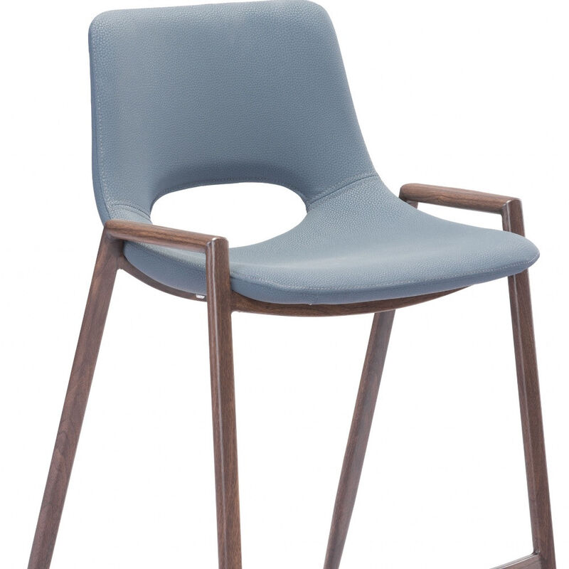 Hivvago Set of Two 26 Inch Gray And Brown Steel Low Back Counter Height Bar Chairs