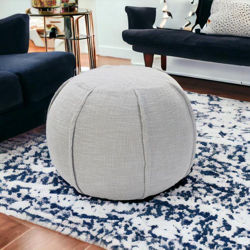 Hivvago 18 Inch Gray Cotton Round Patchwork Pouf Ottoman