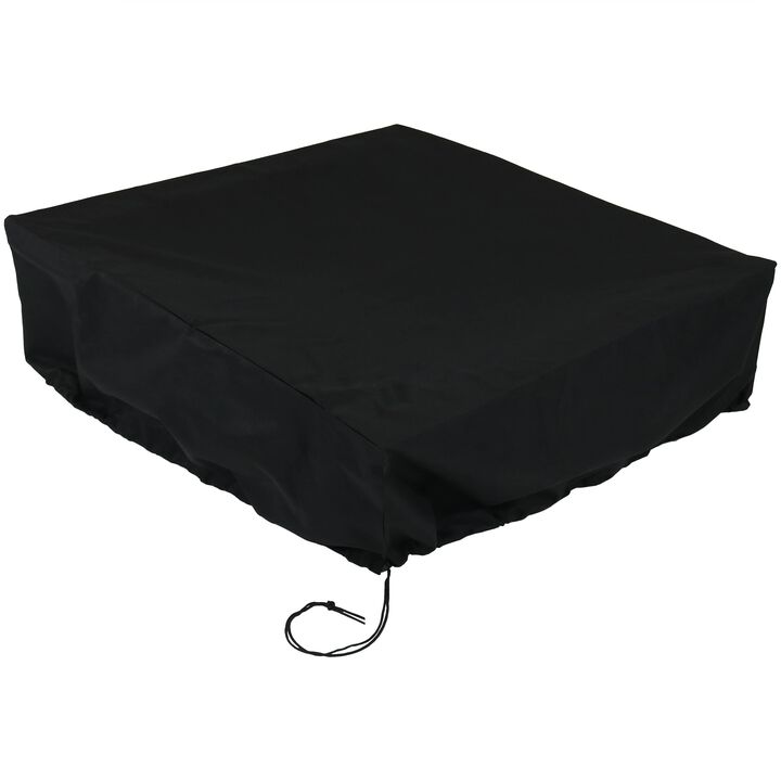 Sunnydaze 48 in Polyester Square Outdoor Fire Pit Cover - Black