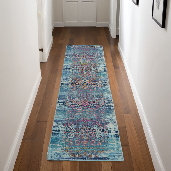 HomeRoots Floral Distressed Runner Rug