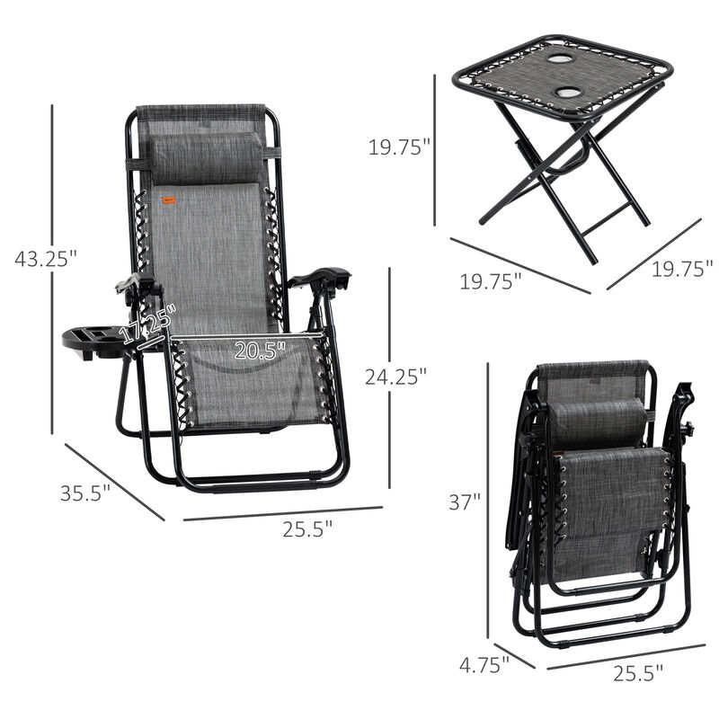 Hivvago Poolside Folding Recliner Set with Cup Holders image number 2