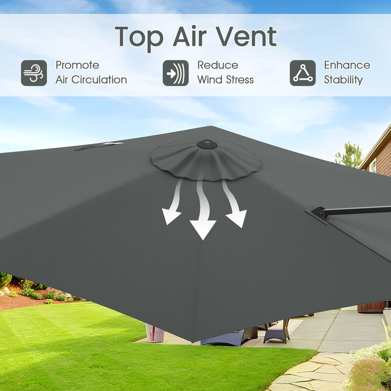 9 FT Cantilever Patio Umbrella with Vented Top and Sun-Protective Canopy image number 6