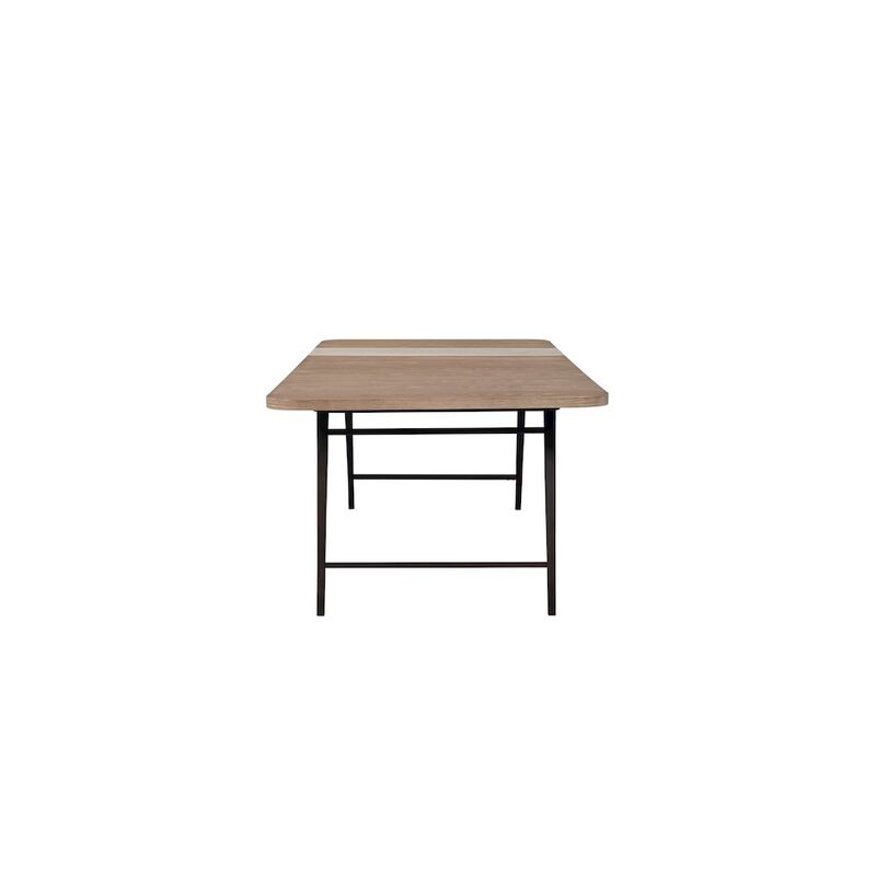 I Home Furnishings Elements Assyemtrical Stone Slab Dining Table In Toffee Finish