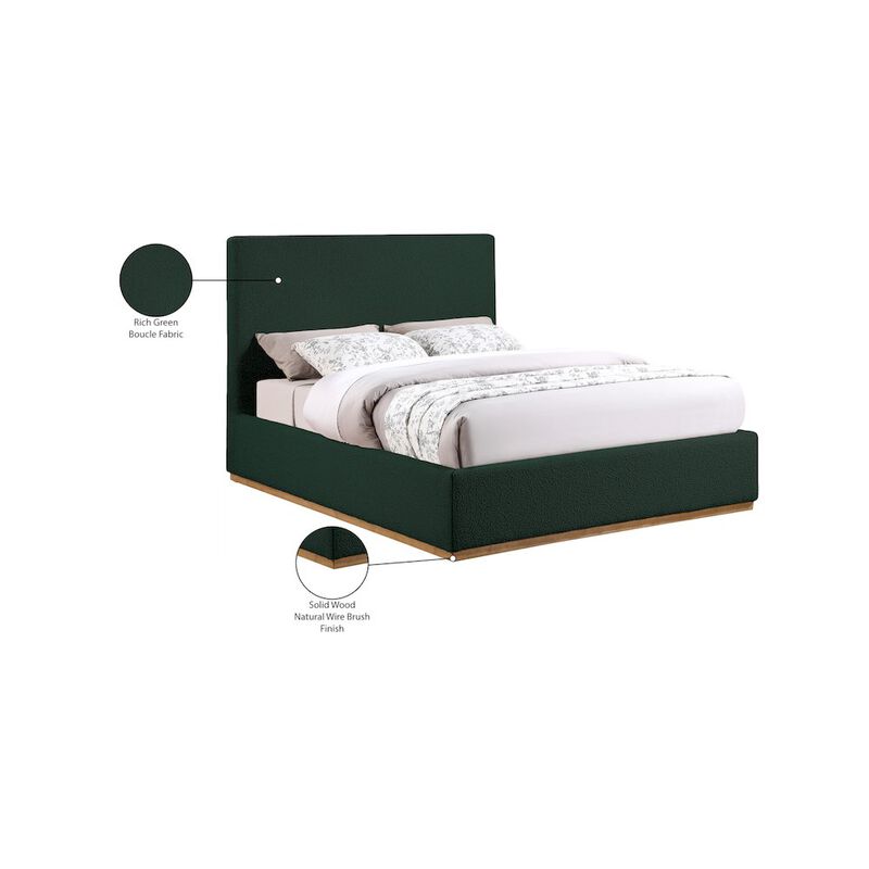 Meridian Furniture Monaco Green Boucle Fabric Full Bed