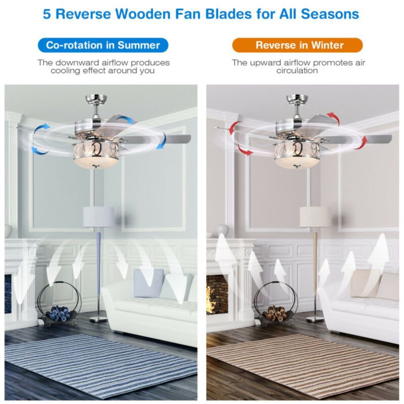 Ceiling Fan with Light Reversible Blade and Adjustable Speed