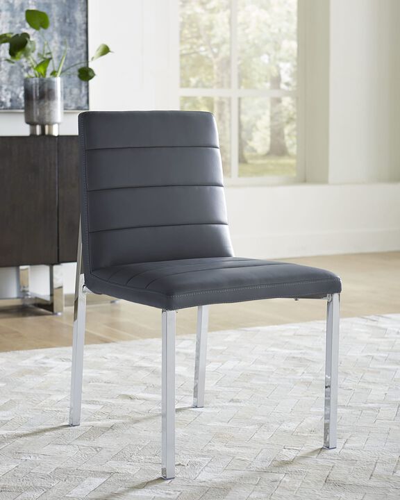 Amalfi Metal Back Chair in Cobalt Leather - Set of 2