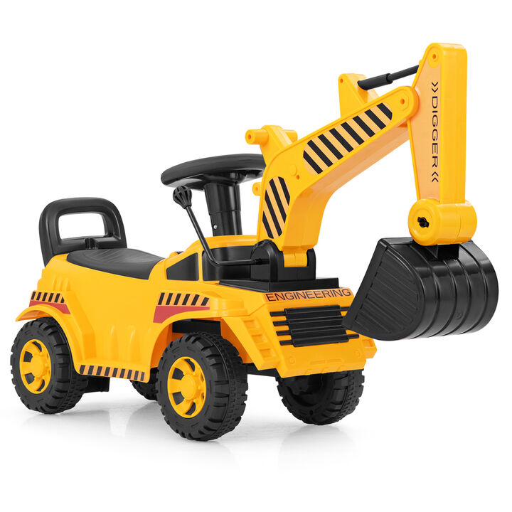 Electric Kids Excavator Ride On Toy with Adjustable Shovel for Outdoor Play