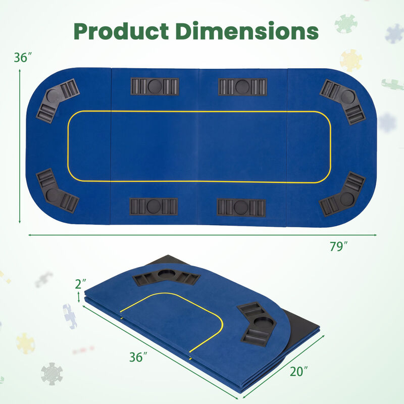 Foldable Poker Table Top for 8 Players with Cup Holders and Carrying Bag image number 2