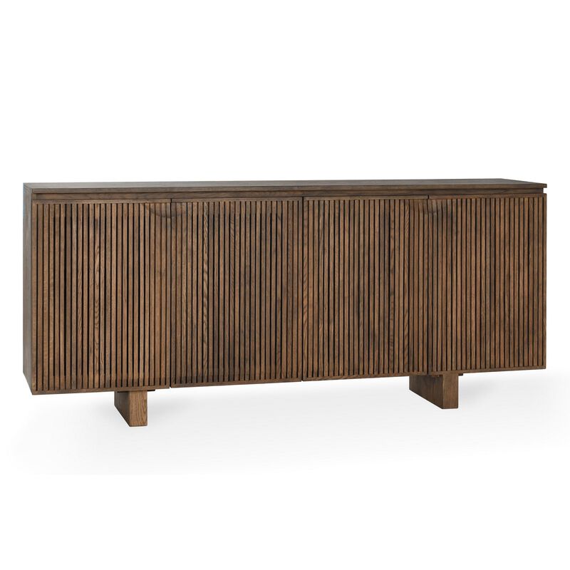 Cove Serving Buffet Cabinet Sideboard Console, 4 Doors, Brown 82 Inch - Benzara image number 0