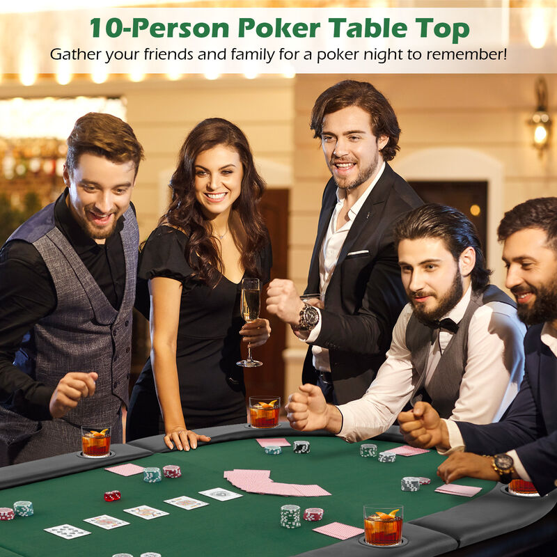 10 Player Portable Poker Table Top with Foldable Design and Padded Surface image number 8