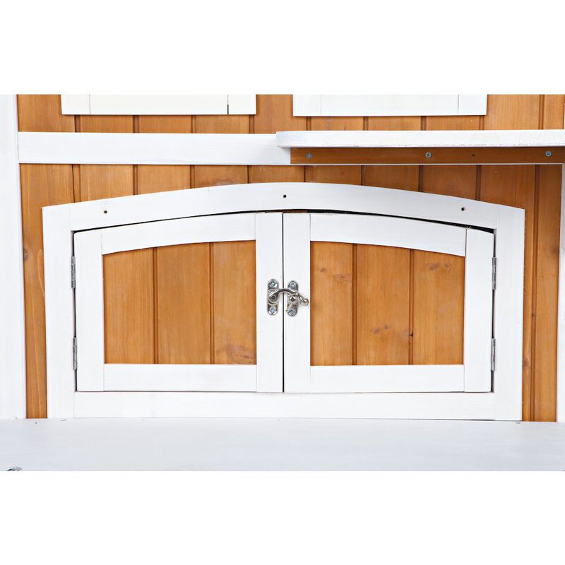 TRIXIE 2-Story Weatherproof Elevated Outdoor Cat Retreat with Balcony, Brown image number 3