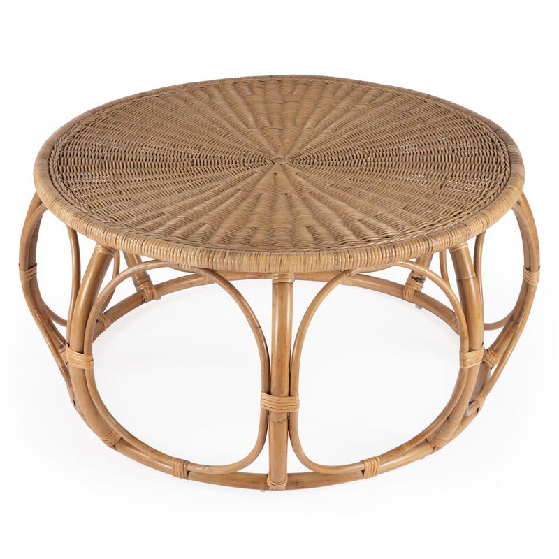 Butler Specialty Savannah Woven Rattan Round Coffee Table, Natural