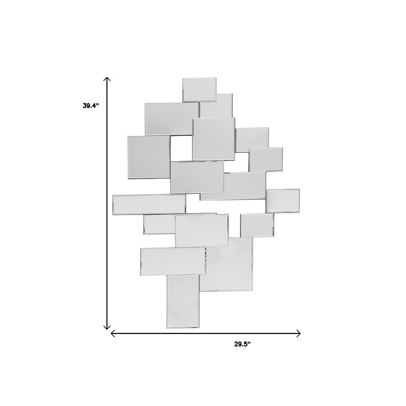 HomeRoots 30" Clear Abstract Glass Contemporary Panels Unframed Accent Mirror image number 6