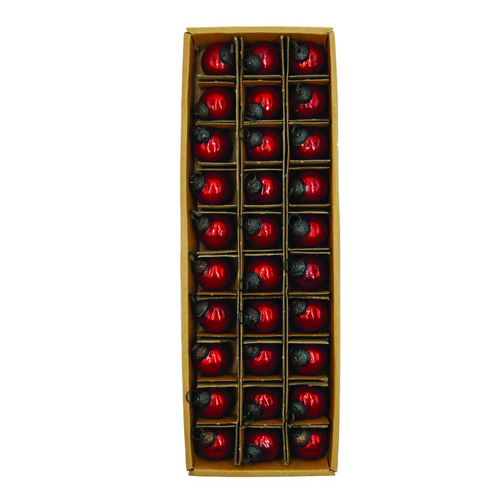 30-Piece Mercury Glass Ball Ornament Set, Red