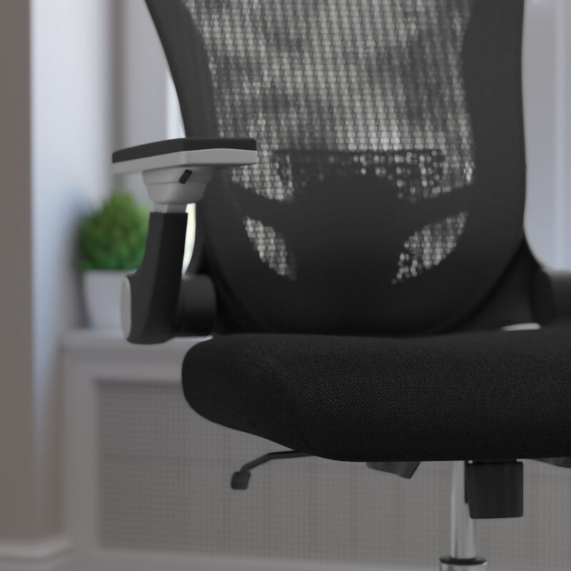 Sam Mid-Back Black Mesh Executive Swivel Ergonomic Office Chair with Height Adjustable Flip-Up Arms image number 6