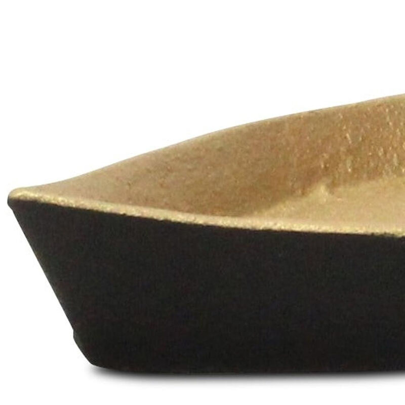 HomeRoots 10" Black And Gold Cast Iron Oval Boat Shaped Tray image number 5