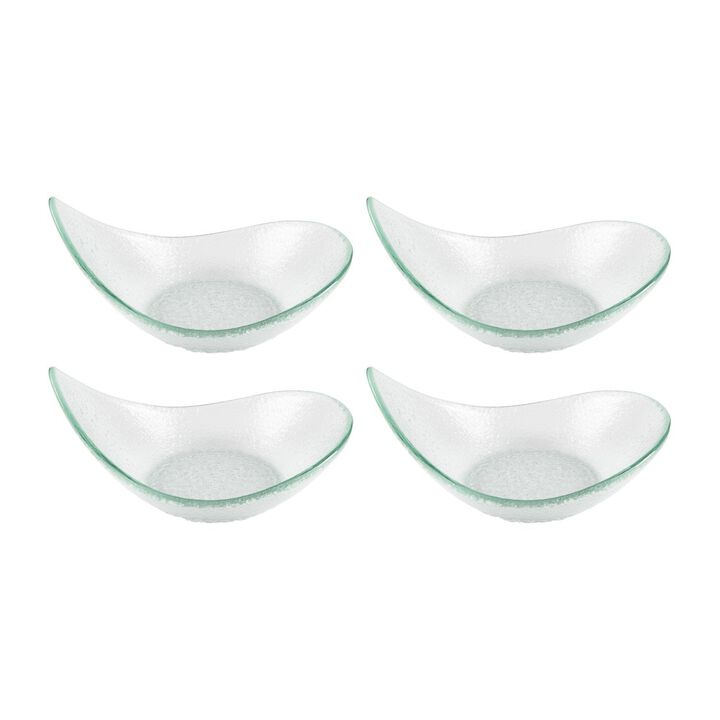 Turgla Fusion Glass 7.5" x 5.75" x h:3.25" 10 oz. Oval Clear Glass Bowl (Set of 4)