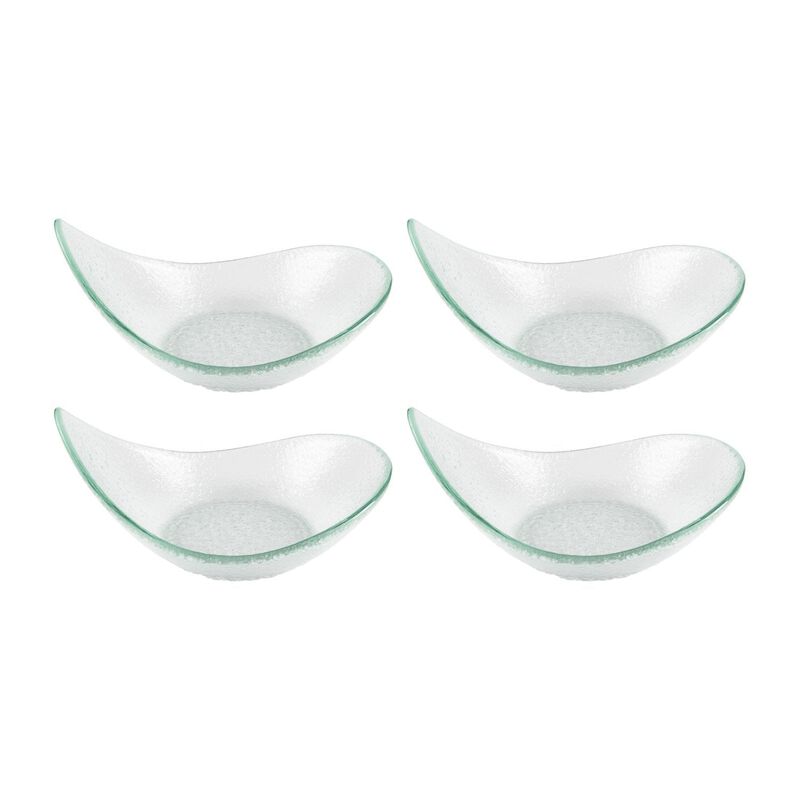 Turgla Fusion Glass 7.5" x 5.75" x h:3.25" 10 oz. Oval Clear Glass Bowl (Set of 4) image number 0