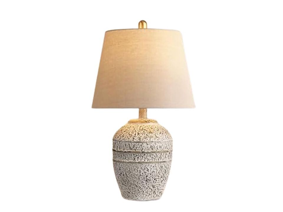 Farmhouse Modern Rustic Ceramic Linen Bedside Lamp For Living Room Bedroom
