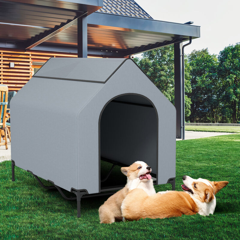 Outdoor Elevated Pet House with Ventilated Windows for Better Airflow