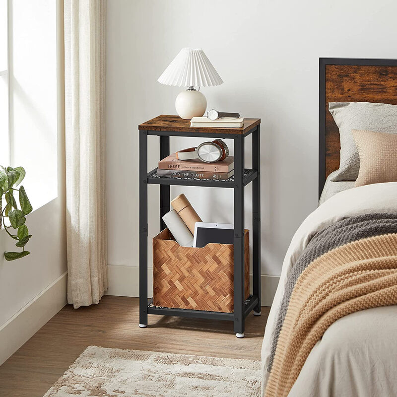 Side Table with 2-Tier Mesh Shelves – End Telephone Table Design