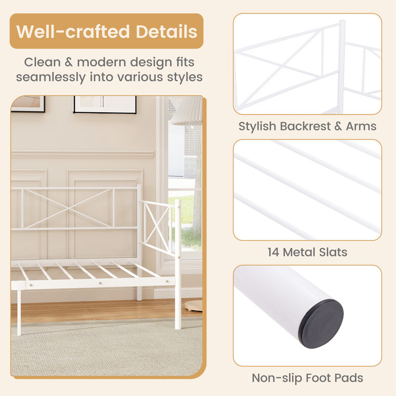 Sturdy Platform Bed with Metal Slat Support &ndash; Durable and Stylish Bedroom Design