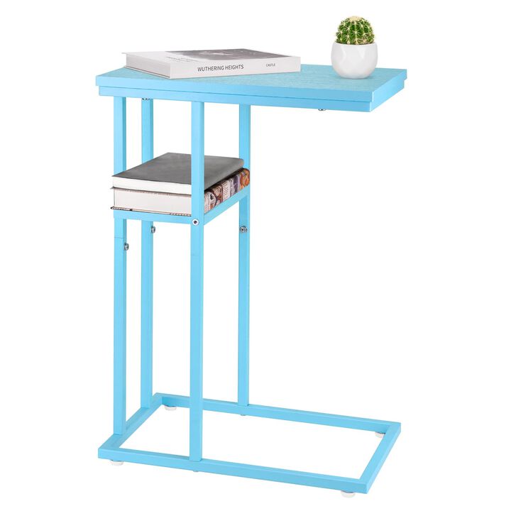 Yoobure C Shaped End Table, Side Table for Couch and Bed, Small Side Table for Small Spaces, Living Room, Bedroom, Rustic Snack