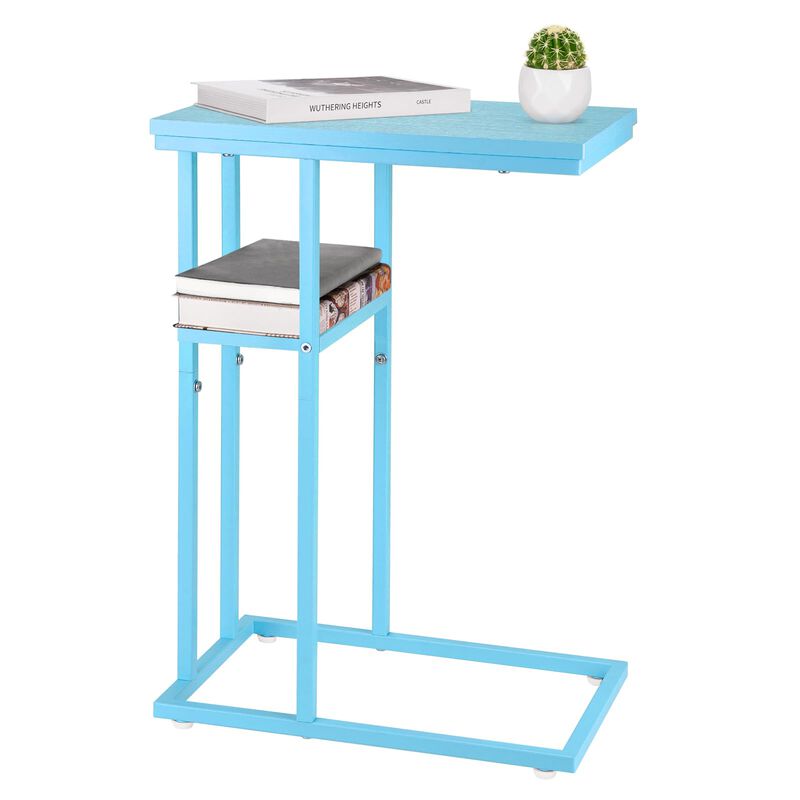 Yoobure C Shaped End Table, Side Table for Couch and Bed, Small Side Table for Small Spaces, Living Room, Bedroom, Rustic Snack