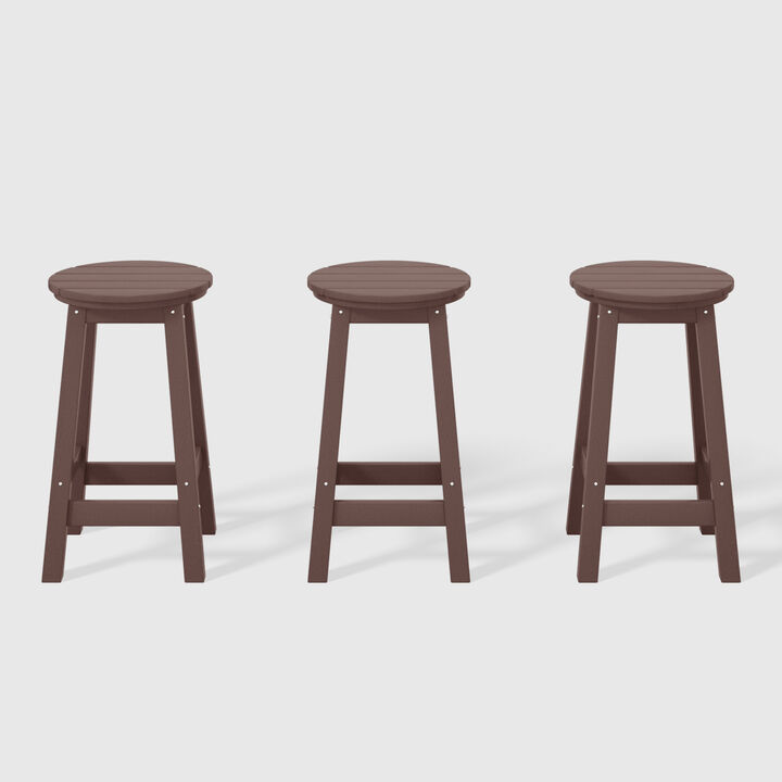 WestinTrends 24" HDPE Outdoor Patio Round Counter Height Bar Stool Set of 3