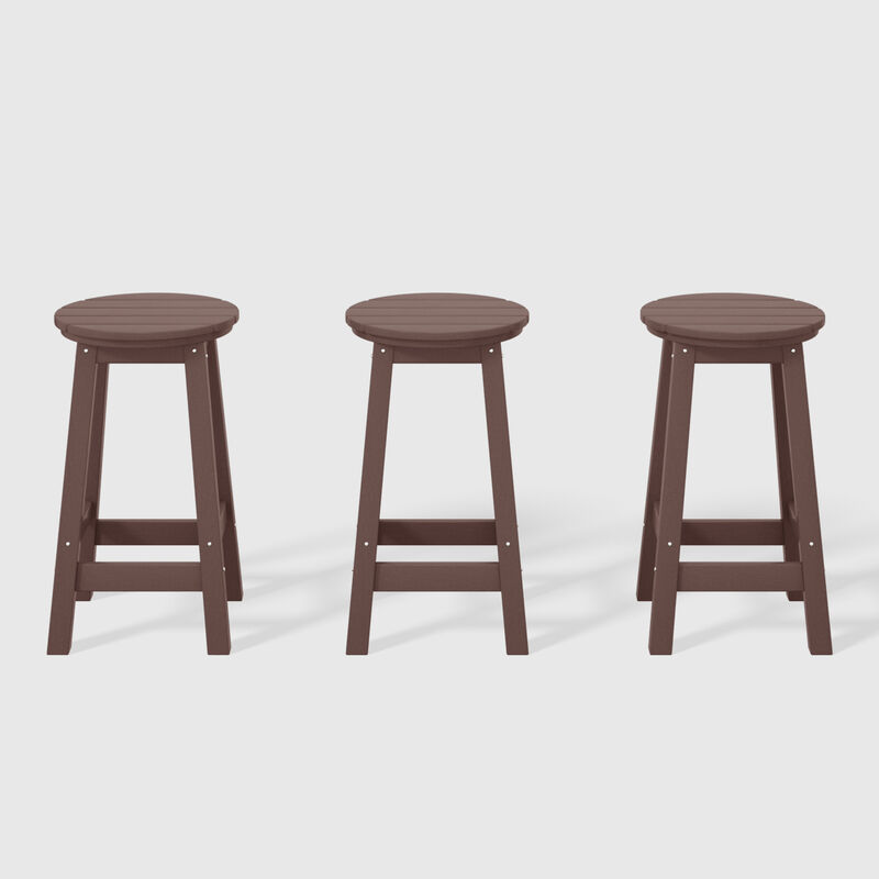 WestinTrends 24" HDPE Outdoor Patio Round Counter Height Bar Stool Set of 3