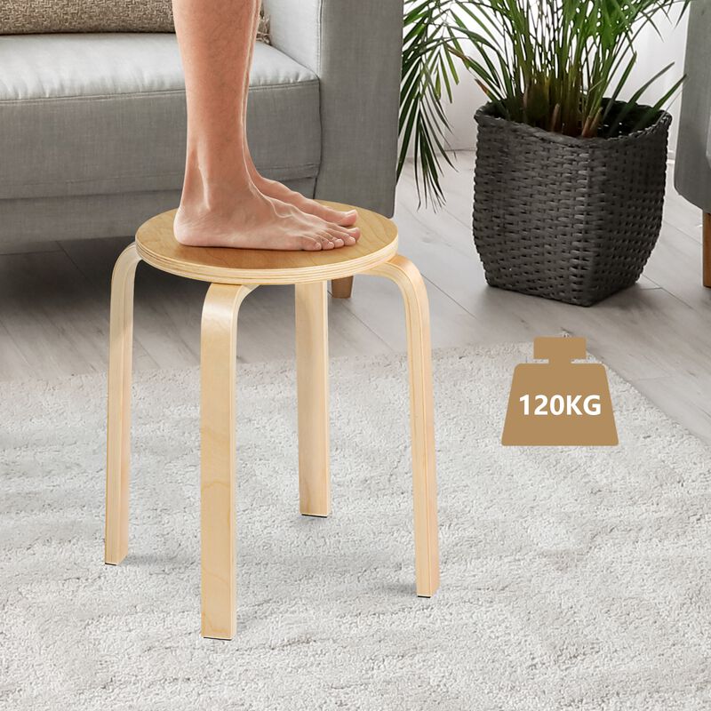 Set of 4 18 Inch Stackable Bentwood Dining Chairs with Round Top