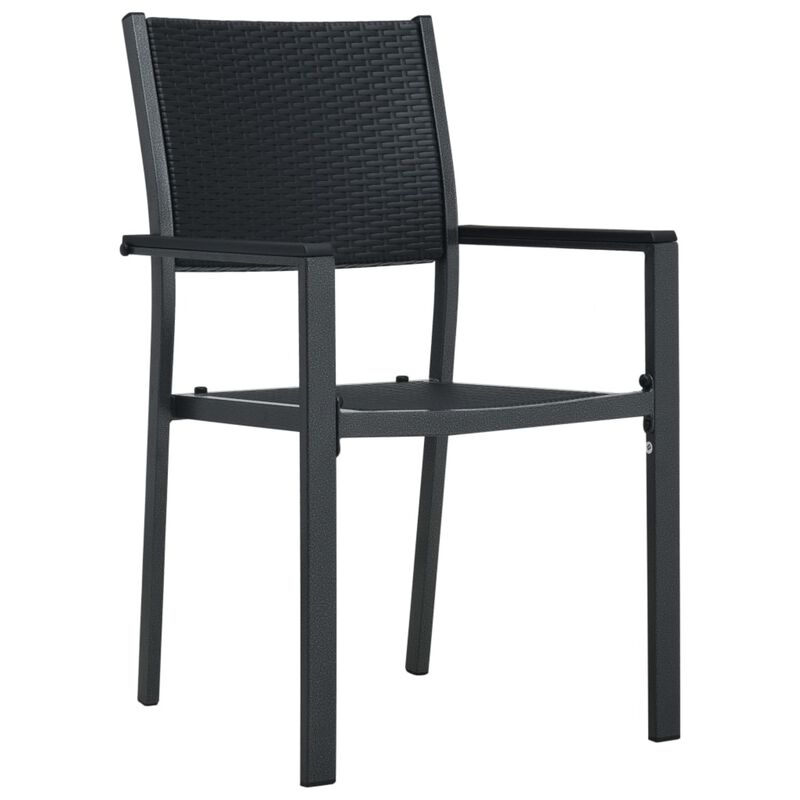 vidaXL Garden Chairs 4 pcs Black Plastic Rattan Look