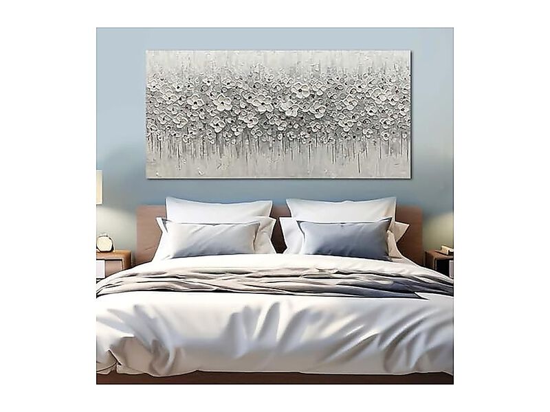 White Flowers Canvas Art Hanging Decor Botanical Wall Living Room Bedroom Oil image number 2