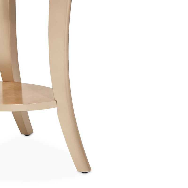 Michael Amini Malibu Crest End Table with Glass Top - Chardonnay