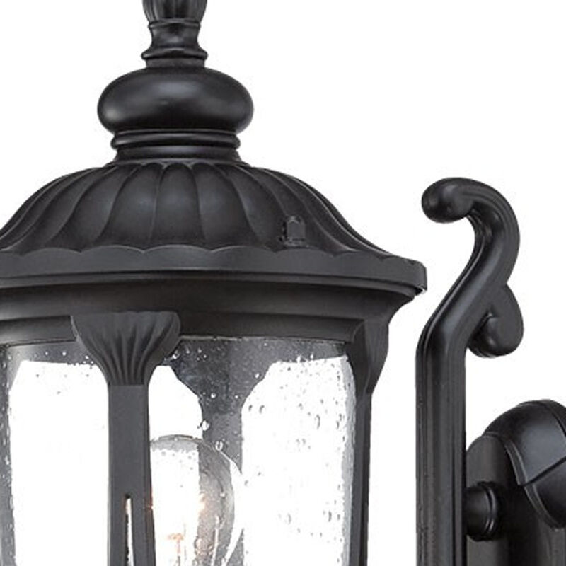 Hivvago Matte Black Cast Aluminum Glass Lantern Wall Light